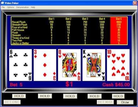 Casino Style Video Poker Screenshot